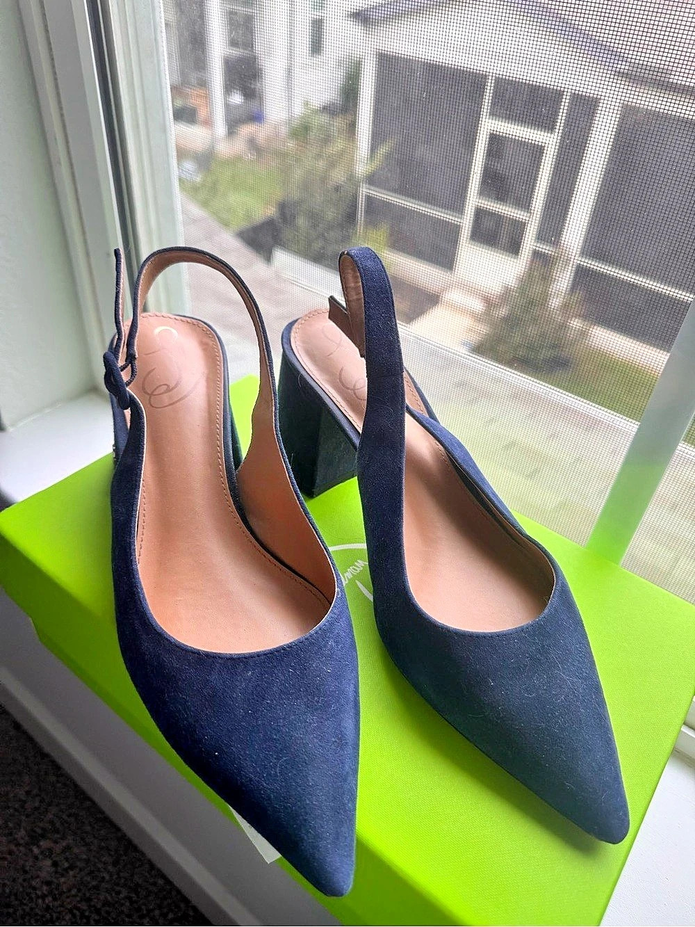 Sam Edelman Pointed-Toe Slingback Heels in Blue